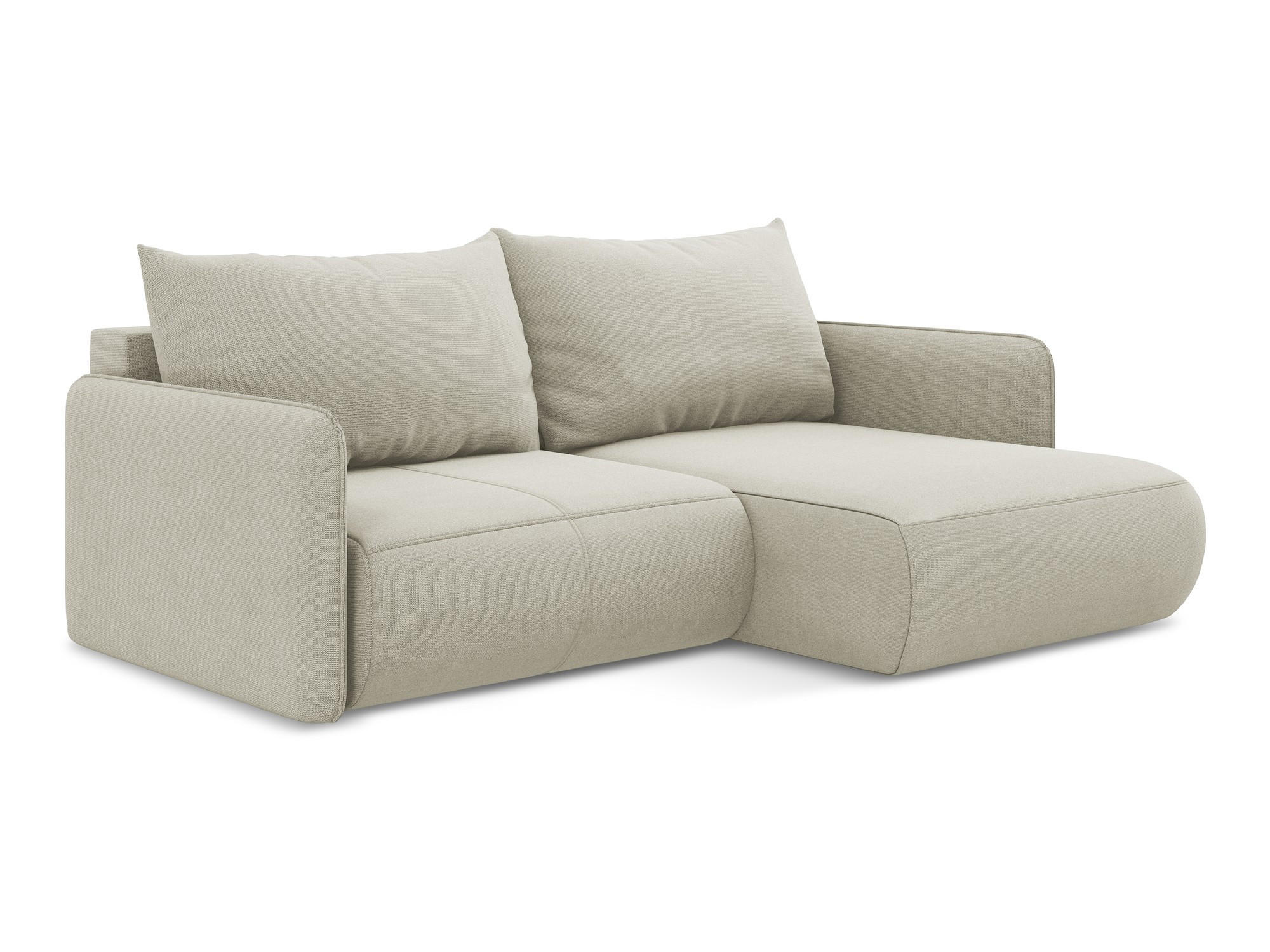 ECKSOFA mit Schlaffunktion Strukturstoff Stoff Beige - Beige/Creme, Kunststoff/Textil (207/148cm) - Makamii