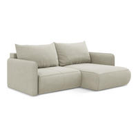 ECKSOFA mit Schlaffunktion Strukturstoff Stoff Beige - Beige/Creme, Kunststoff/Textil (207/148cm) - Makamii