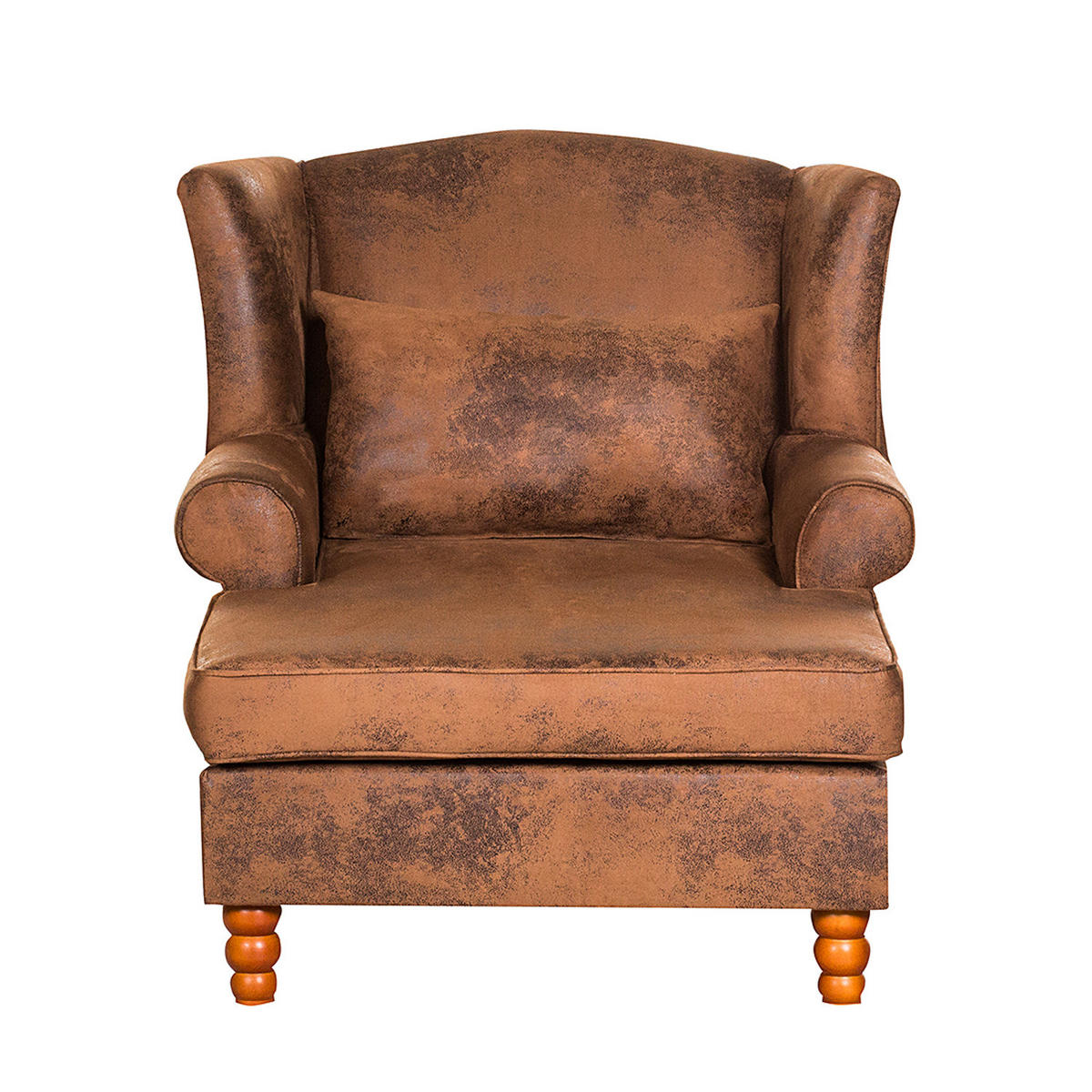 OHRENSESSEL - Antiklederoptik - Braun - Braun, Holz/Textil (94/95/134cm) - home24