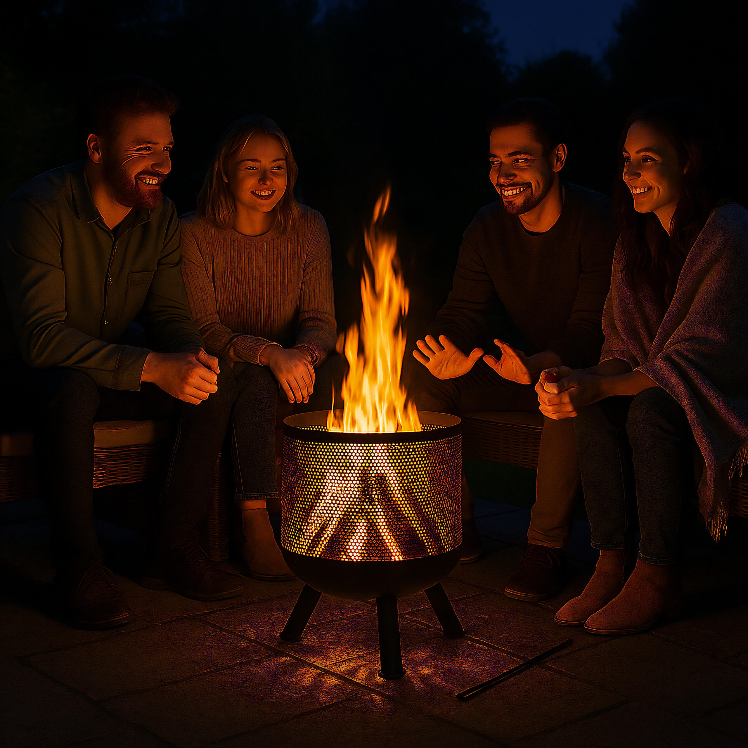 FEUERKORB - Schwarz, Metall (44/53/44cm) - Relaxdays