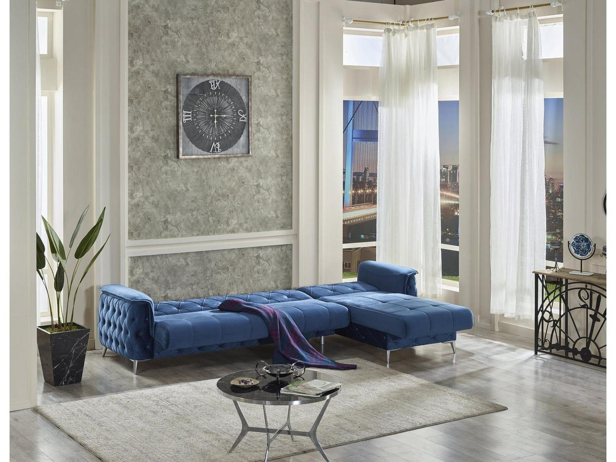 ECKSCHLAFSOFA Sucre Relax - Langer Schenkel Links - Blau, Holzwerkstoff/Kunststoff (310/180cm)