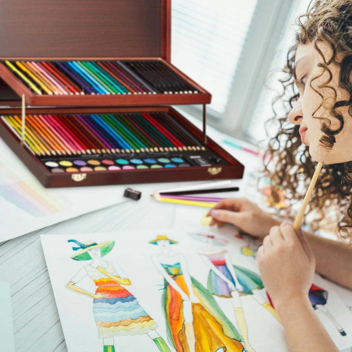 MALKOFFER - Multicolor, Holz/Kunststoff (38.5/5/29.5cm) - Relaxdays