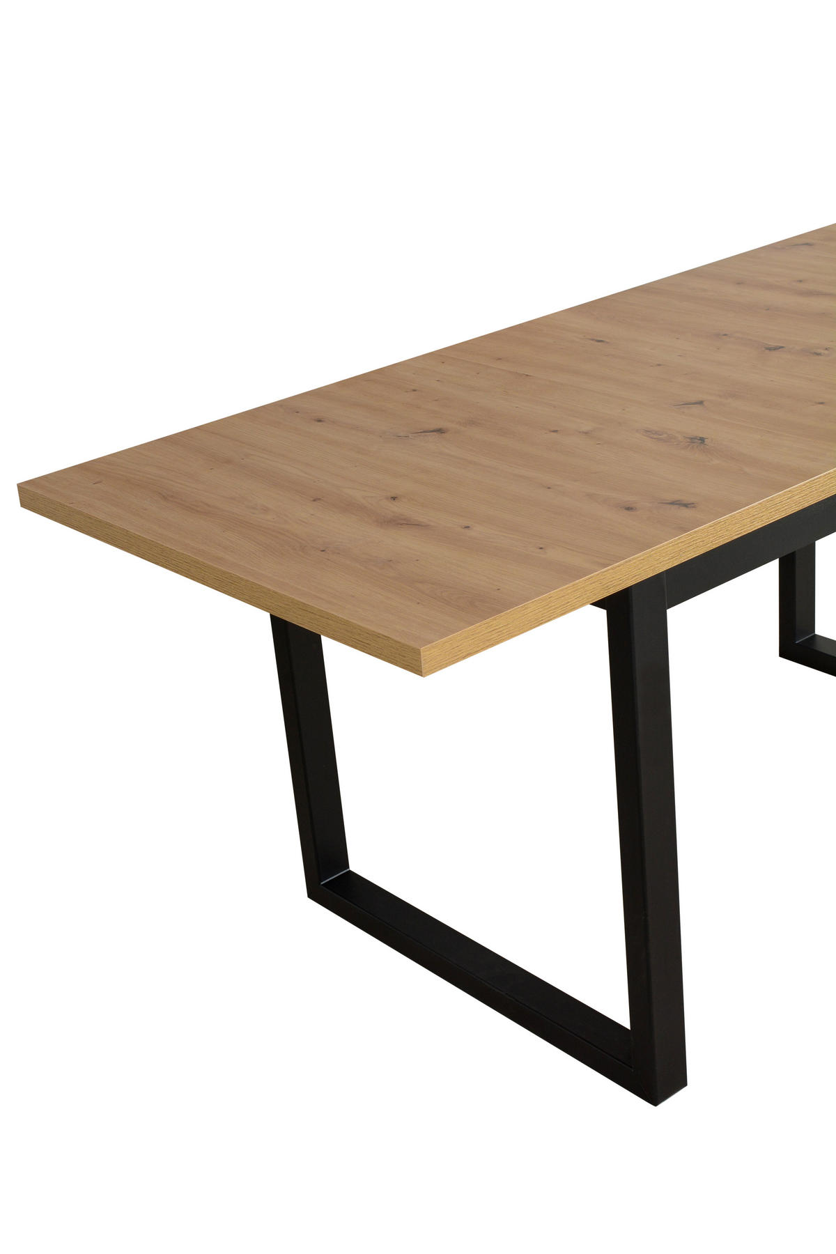 ESSTISCH Ikon 3 - Schwarz/Eiche Artisan, Holz/Metall (80/140/78cm) - Leaf Design