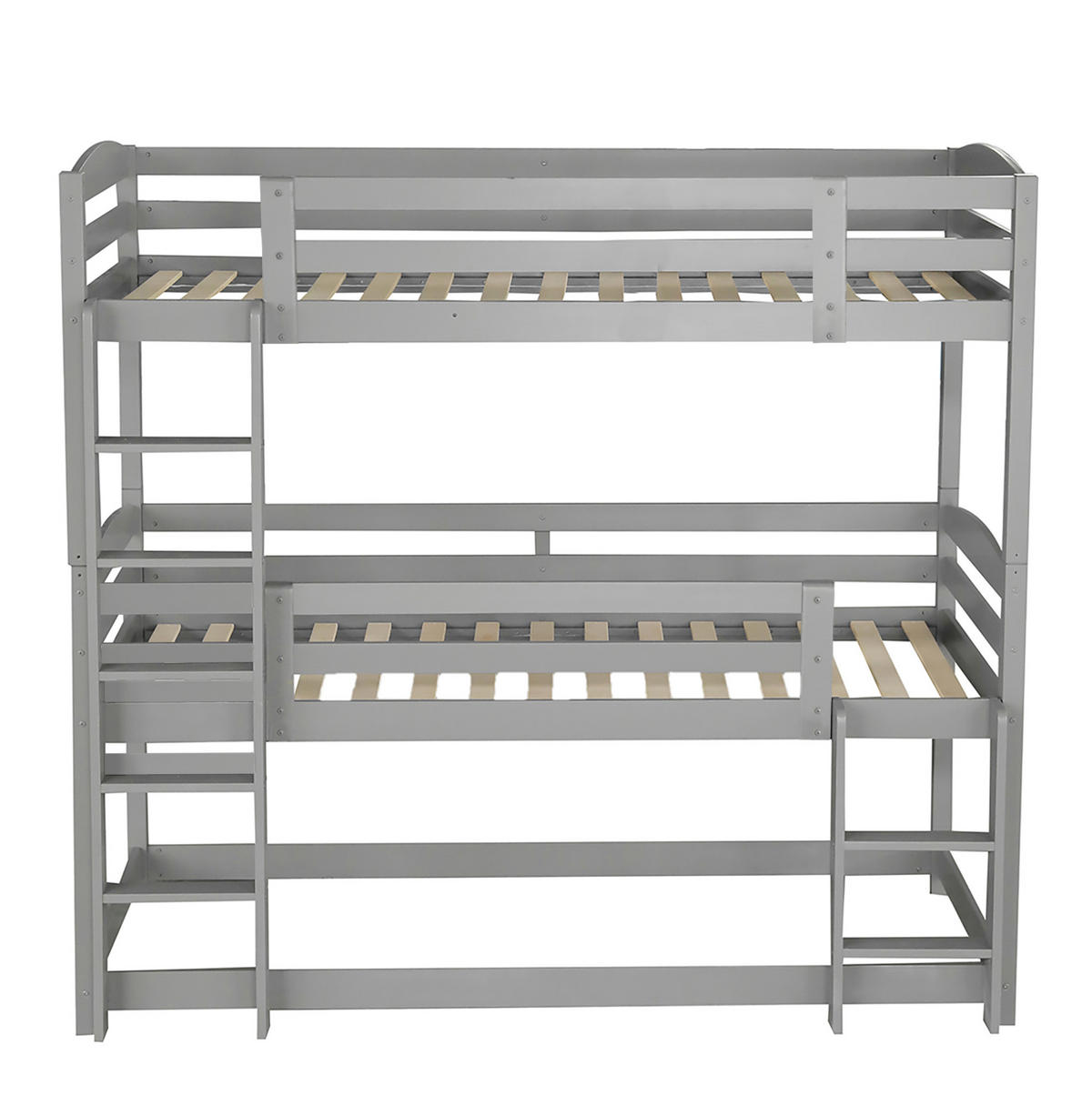 ETAGENBETT für 3 Personen 90x200 cm Kiefernholz Grau - Grau, Holzwerkstoff (90/200cm) - Beauniv