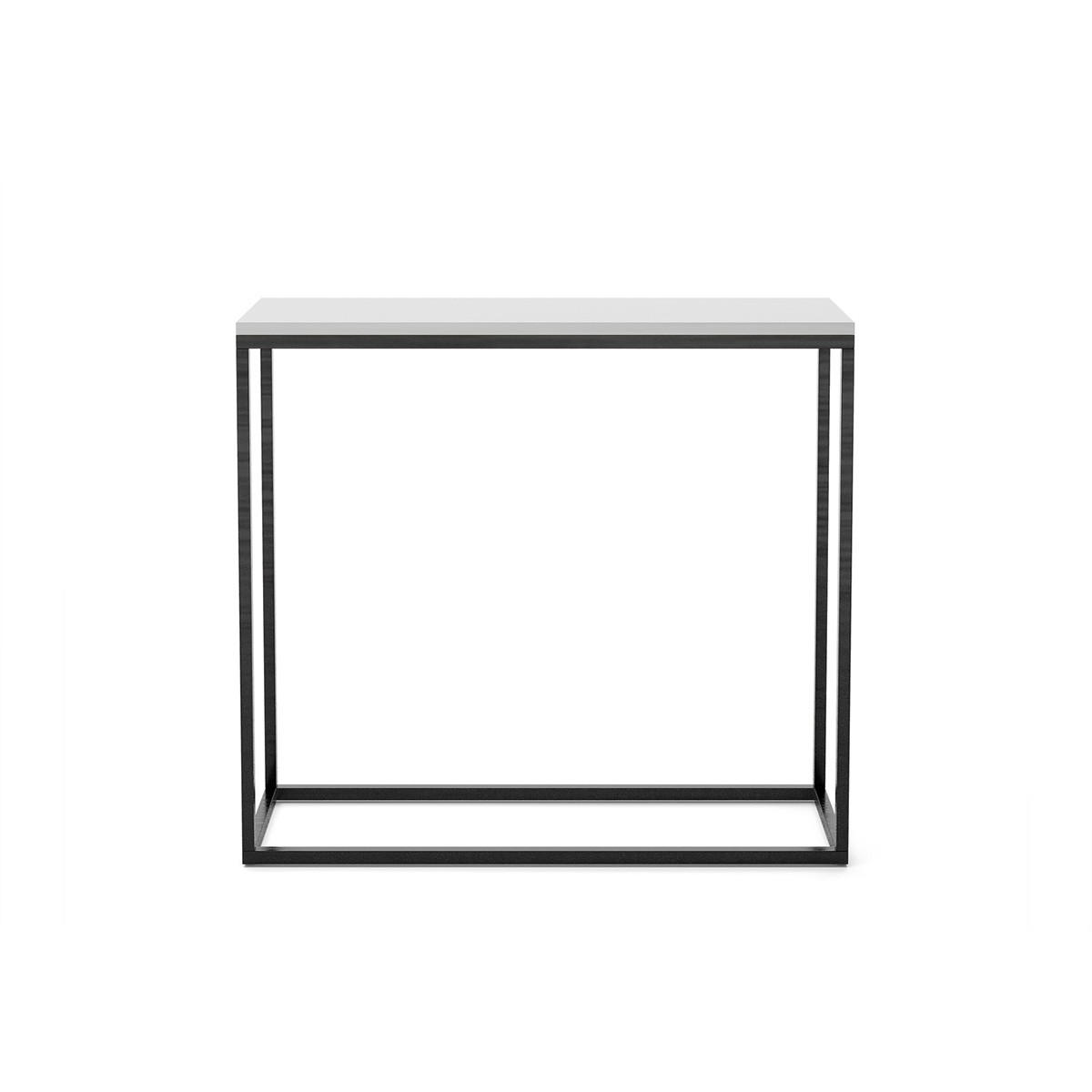KONSOLENTISCH Well 80 Weiß, Schwarze Beine - Schwarz/Weiß, Holzwerkstoff/Metall (25/80/80cm) - Bettso