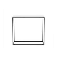 KONSOLENTISCH Well 80 Weiß, Schwarze Beine - Schwarz/Weiß, Holzwerkstoff/Metall (25/80/80cm) - Bettso