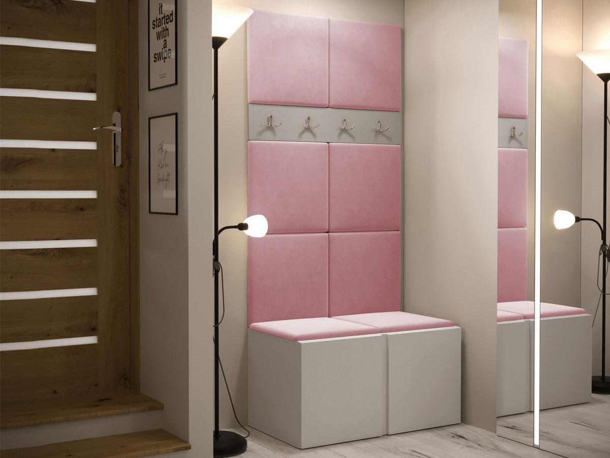 GARDEROBEN-SET Orion IV - Kaschmir/Rosa, Holzwerkstoff/Kunststoff (84/186/46cm) - MIRJAN24