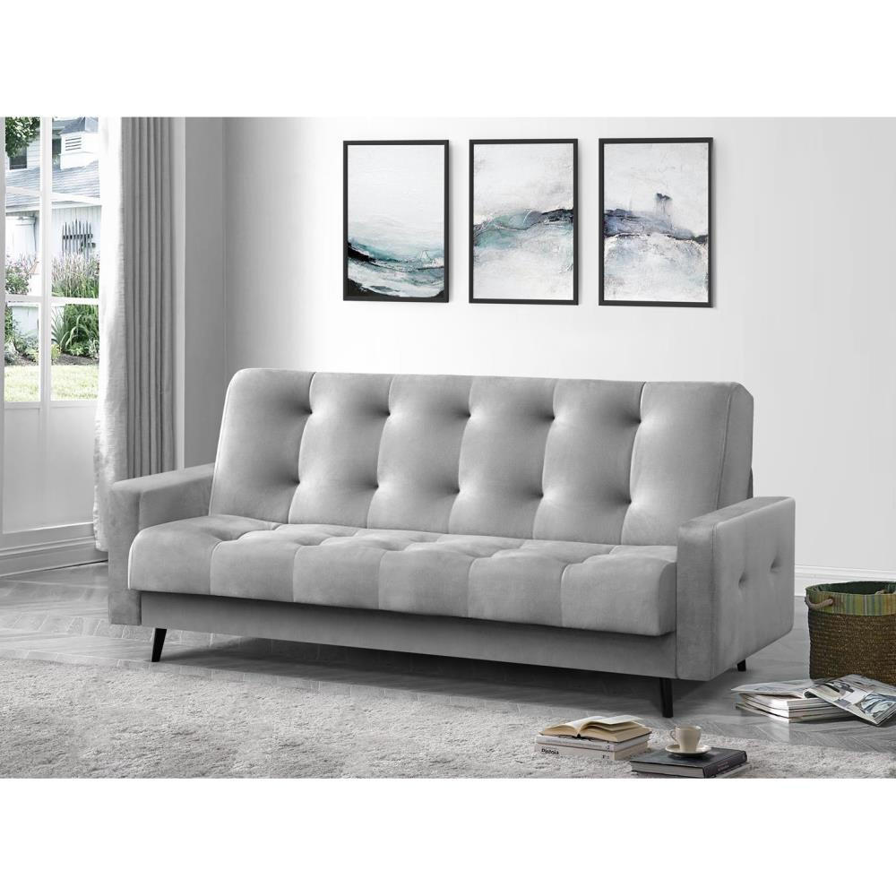 3-SITZER Schlafsofa Nancy Bis hellgrau - Hellgrau, Holz/Textil (220/89/93cm) - Beautysofa