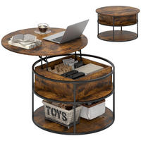 COUCHTISCH DE-08798 höhenverstellbar mit Stauraum Braun - Braun, Metall (80/80/61.5cm) - ComfortXL