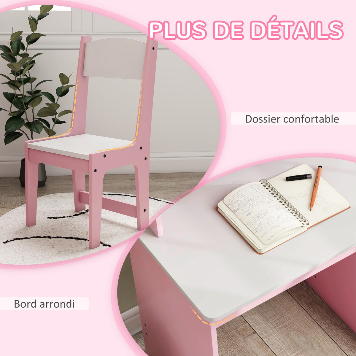 SCHREIBTISCH-SET DE-17537 Rosé - Pink, Holzwerkstoff (90/90/45cm) - ComfortXL