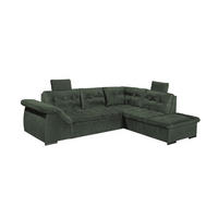 ECKSOFA mit Schlaffunktion und Bettkasten, verstellbare Armlehnen - Grün, Textil (283/217cm) - ed exciting design