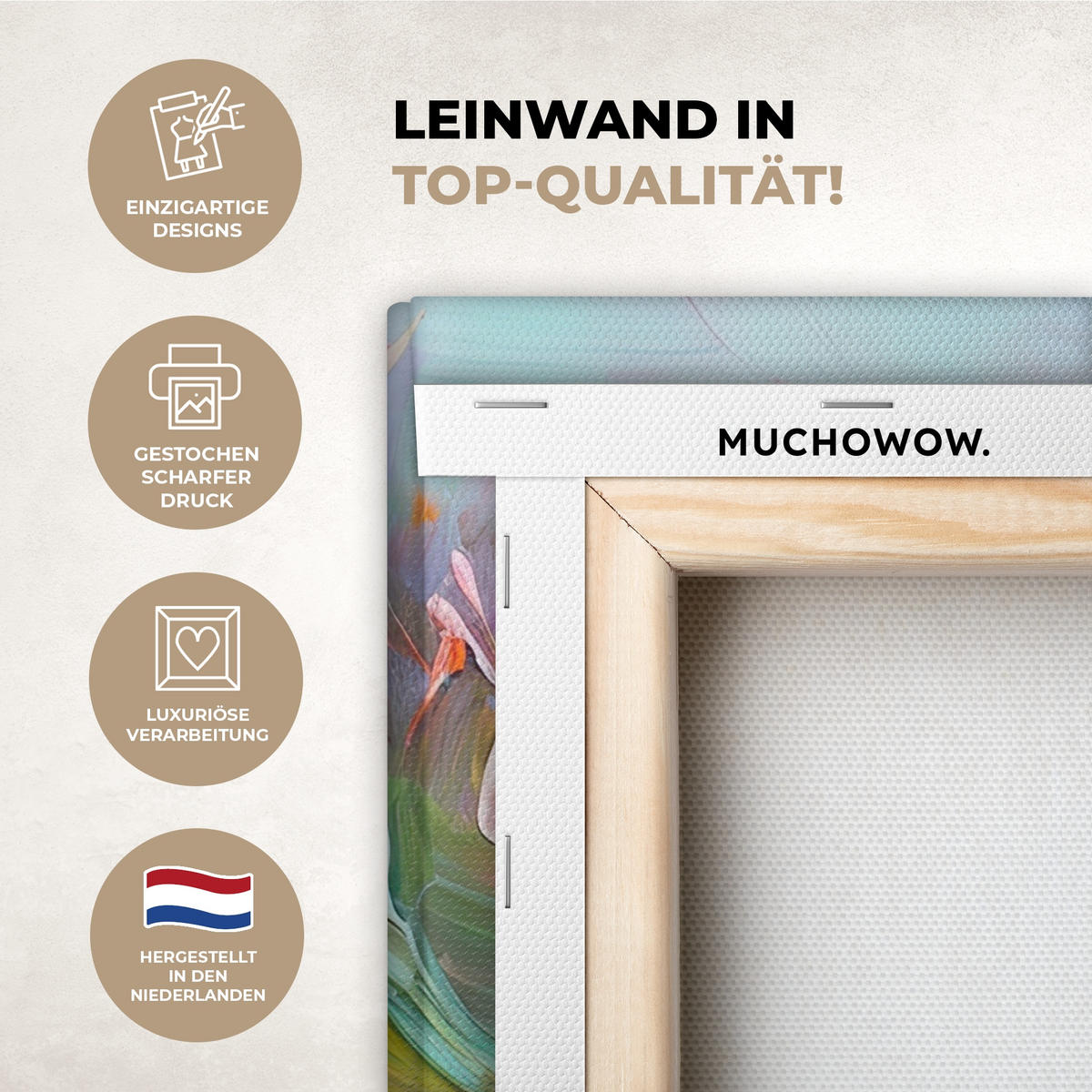 LEINWANDBILD Ölgemälde - Kunst - Abstrakt - Farbenfroh Room Decor 30x40 cm - Altrosa, Textil (30/40cm) - MuchoWow