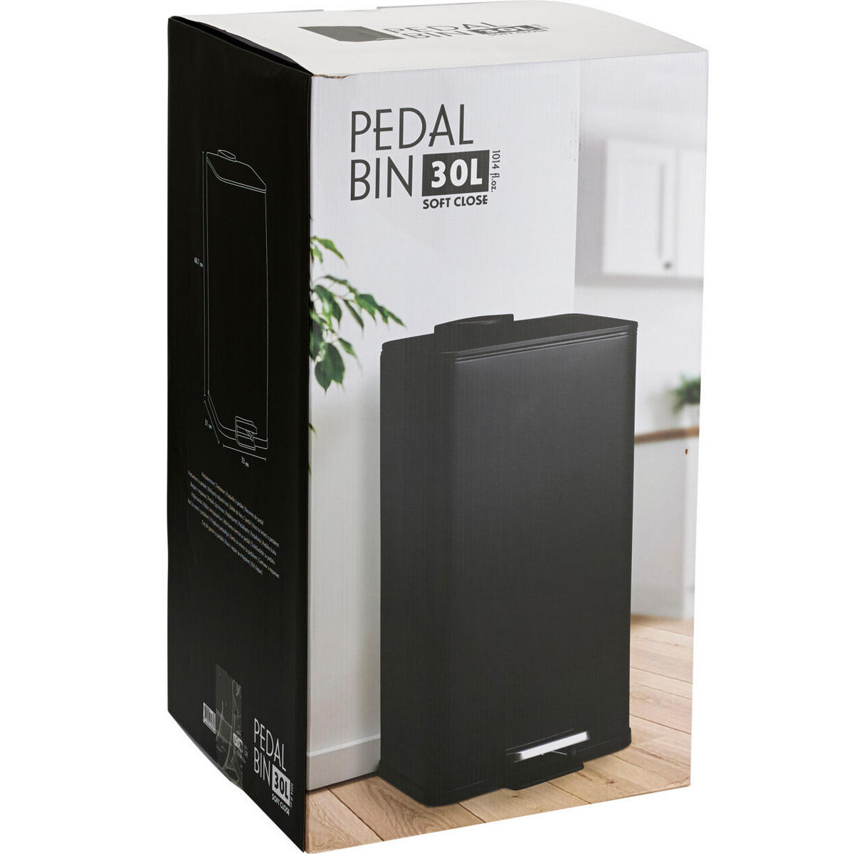 MÜLLEIMER aus Metall Delta 30 l 33/31/60 cm - Schwarz, Metall (31/60/33cm) - Bathroom solutions