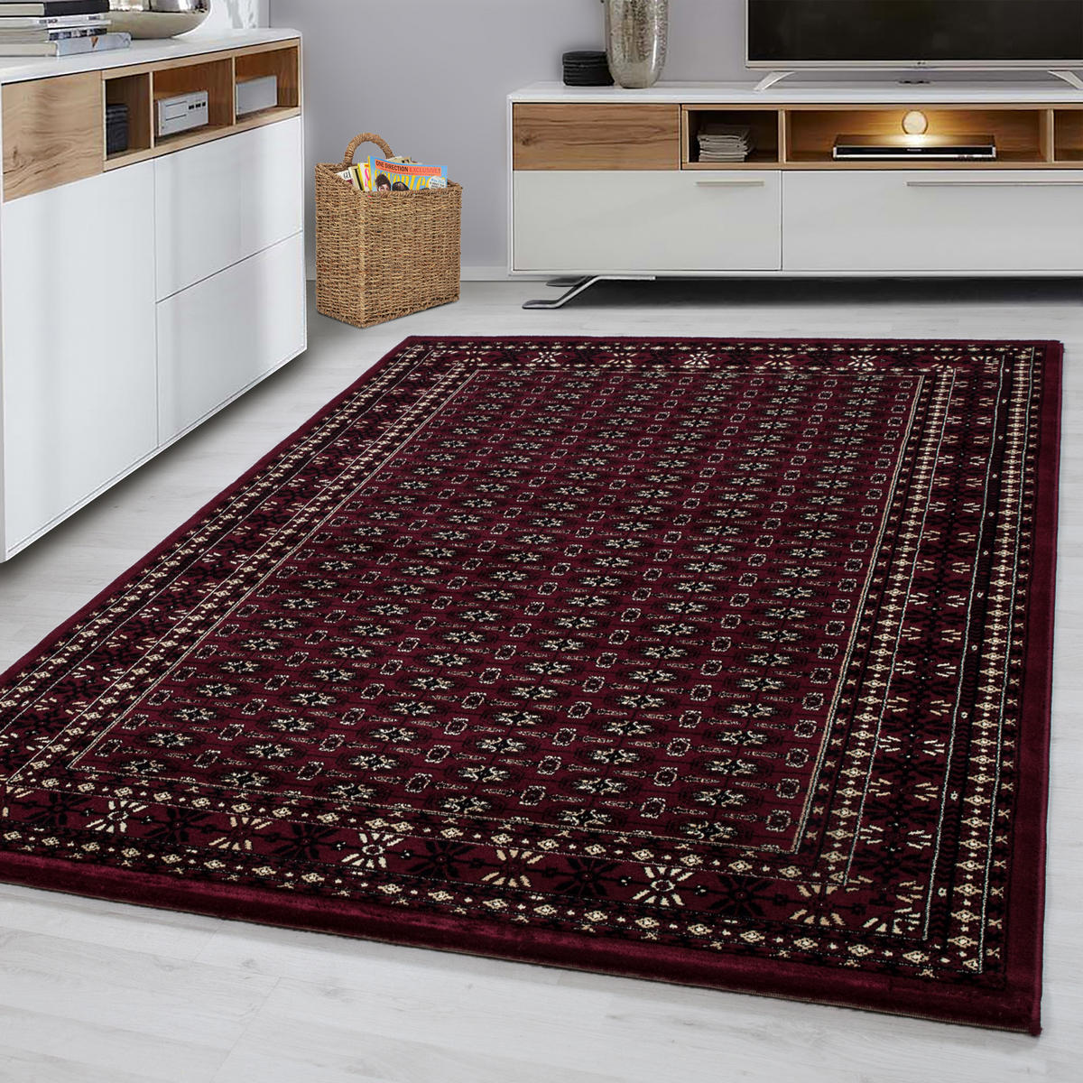 ORIENTTEPPICH Kurzflor klassisch Polypropylen Wohnzimmer Rot Läufer 80x150 - Rot, Textil (80/150cm) - KADIMA DESIGN