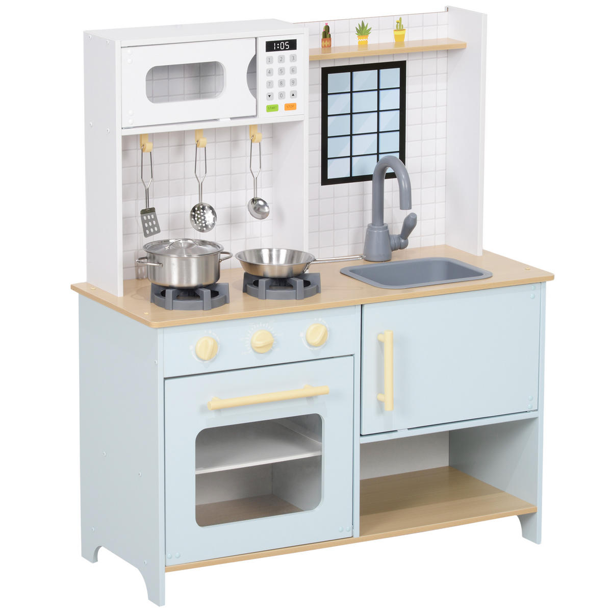 SPIELKÜCHE - Blau, Holzwerkstoff/Metall (72/33/85.2cm) - AIYAPLAY