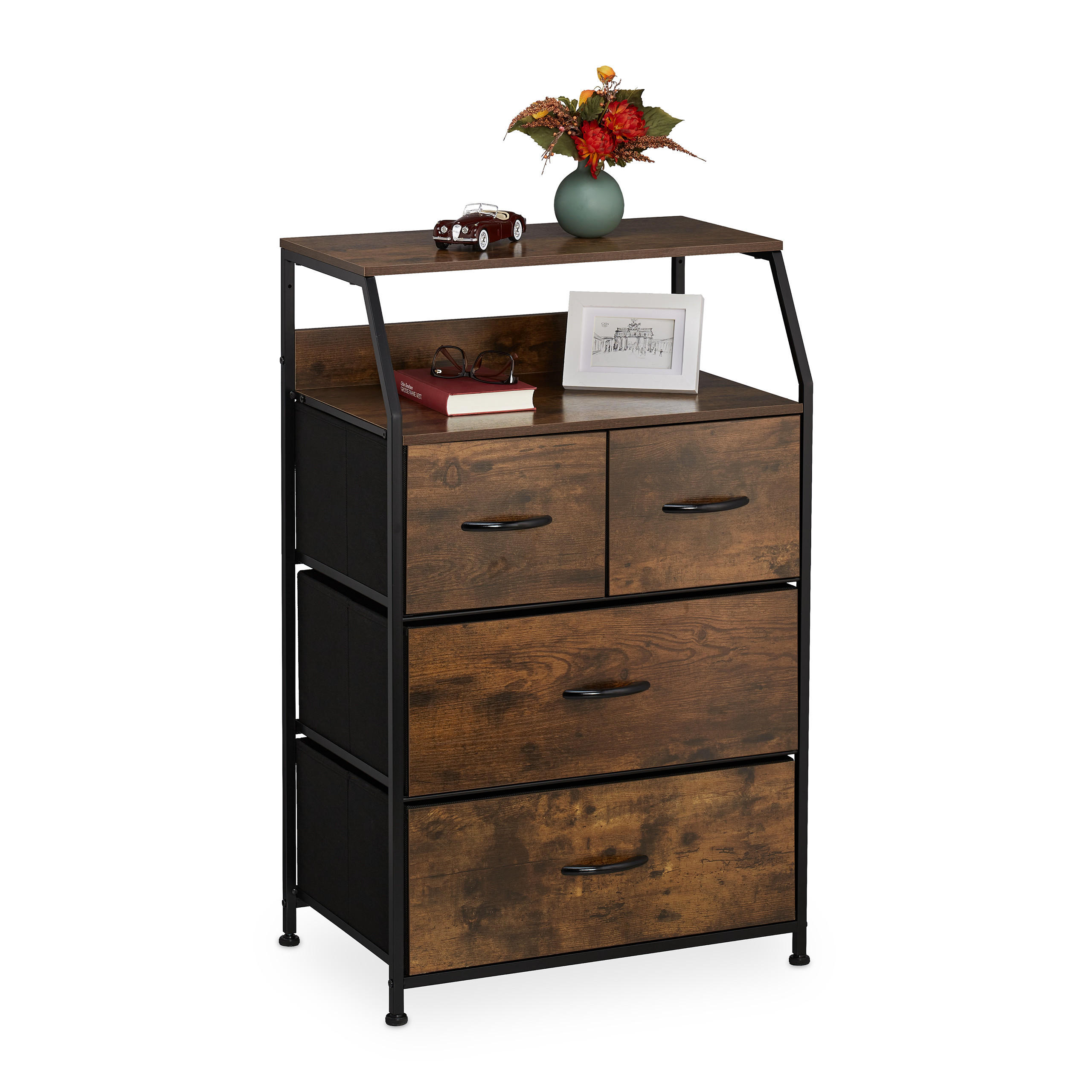 KOMMODE - Dunkelbraun, Holz/Holzwerkstoff (60/96.5/41.5cm) - Relaxdays