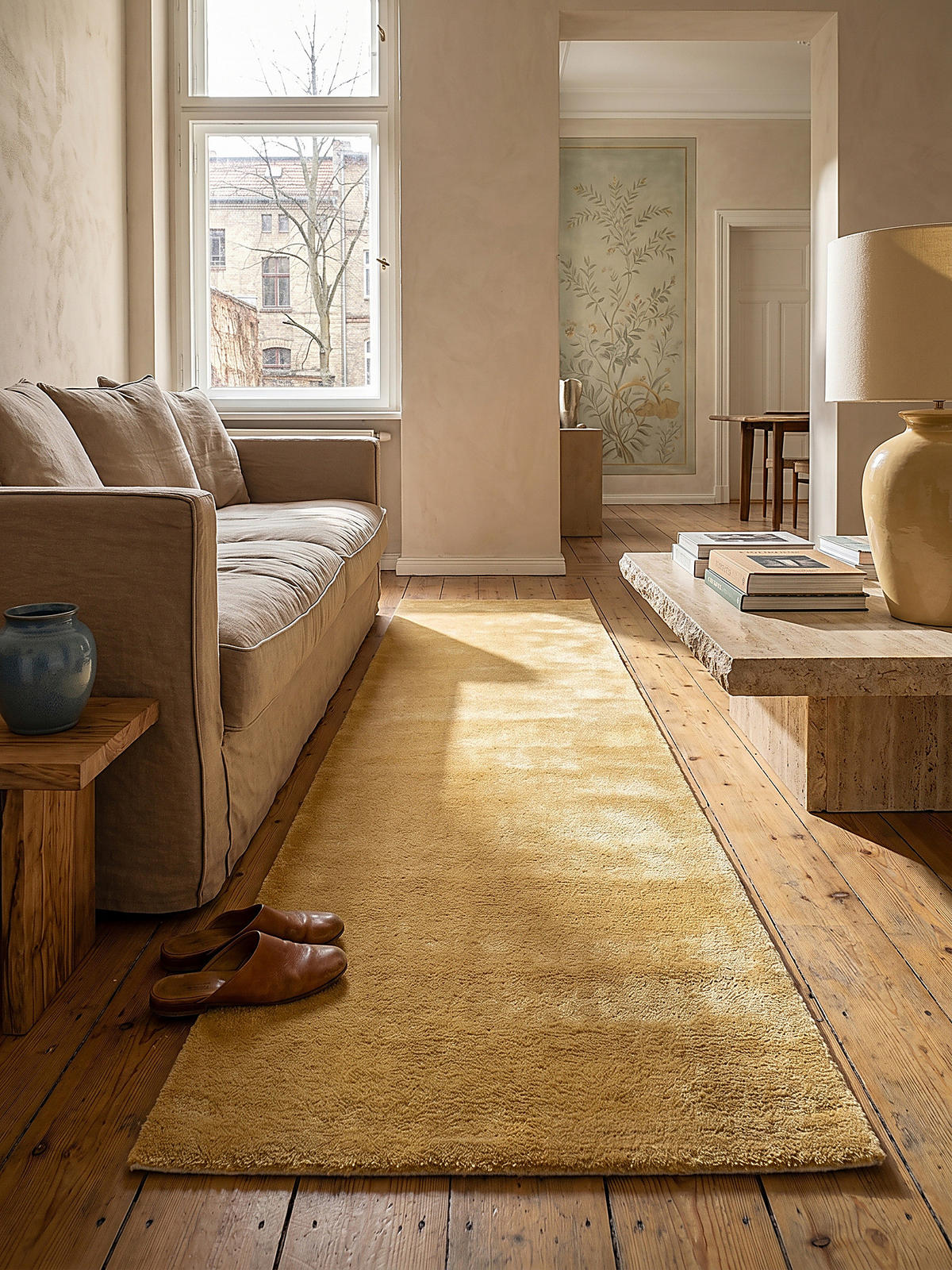 TEPPICHLÄUFER Antirutsch Uni ALDAN Polyester Gold 80 x 150 cm - Goldfarben, Textil (80/150cm) - KADIMA DESIGN