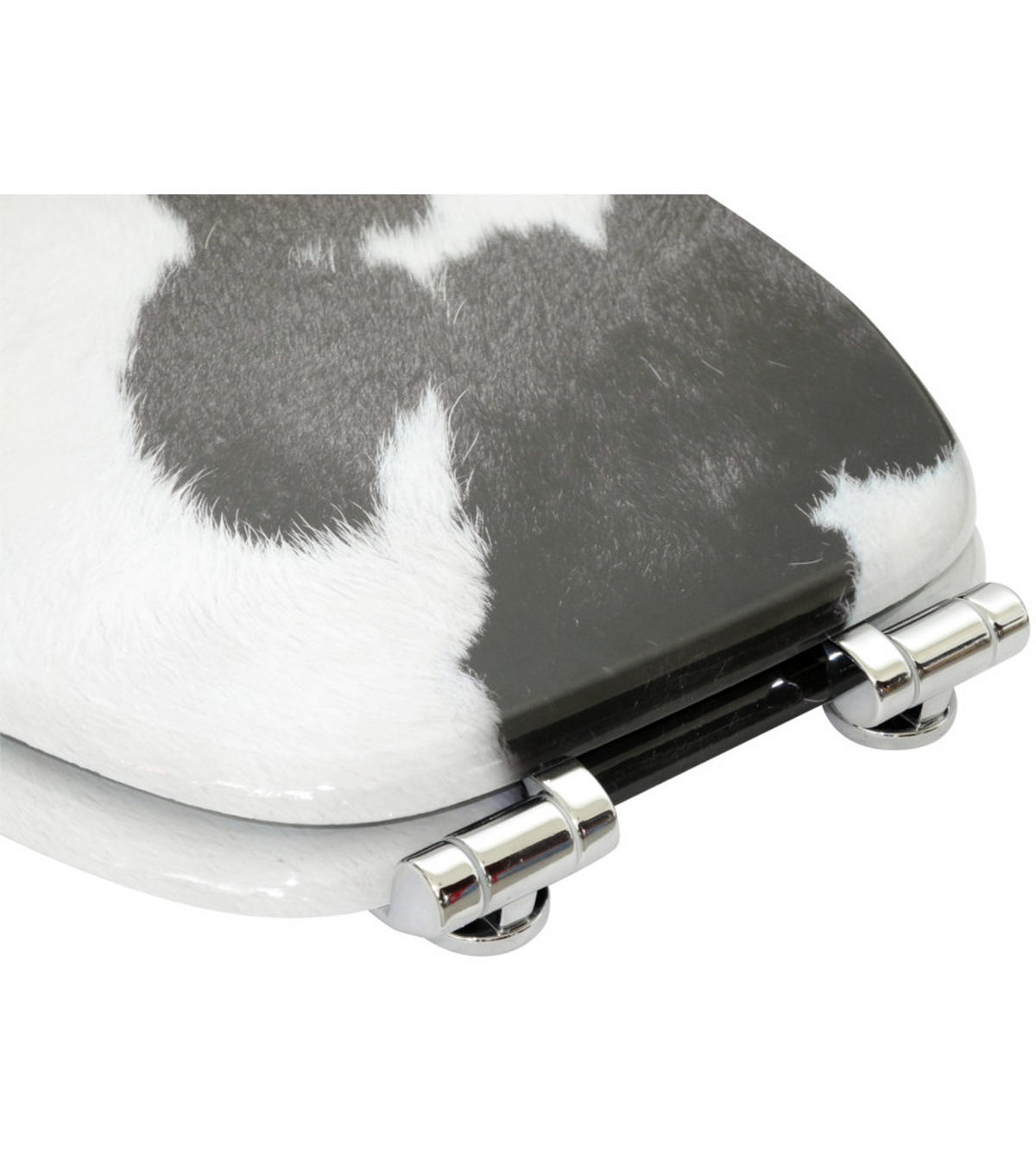 WC-SITZ mit Absenkautomatik Kuhflecken - Schwarz, Holzwerkstoff (38/6/47cm) - Sanilo