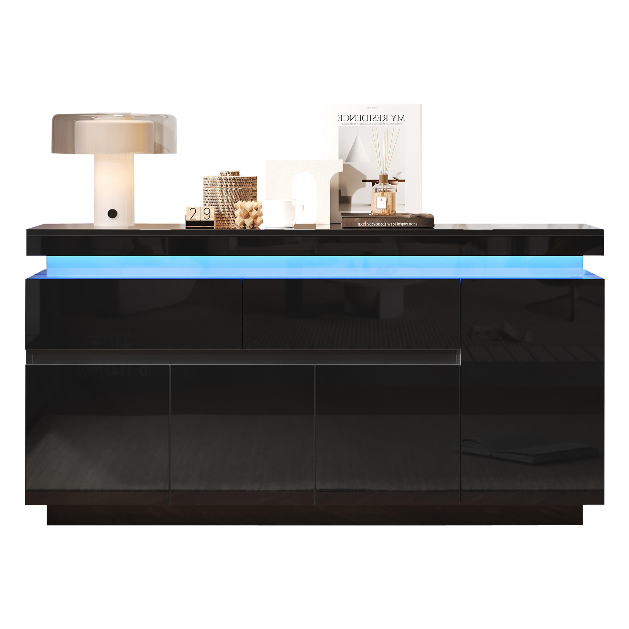 Flieks Sideboard Schwarz 140x72.5x35 cm