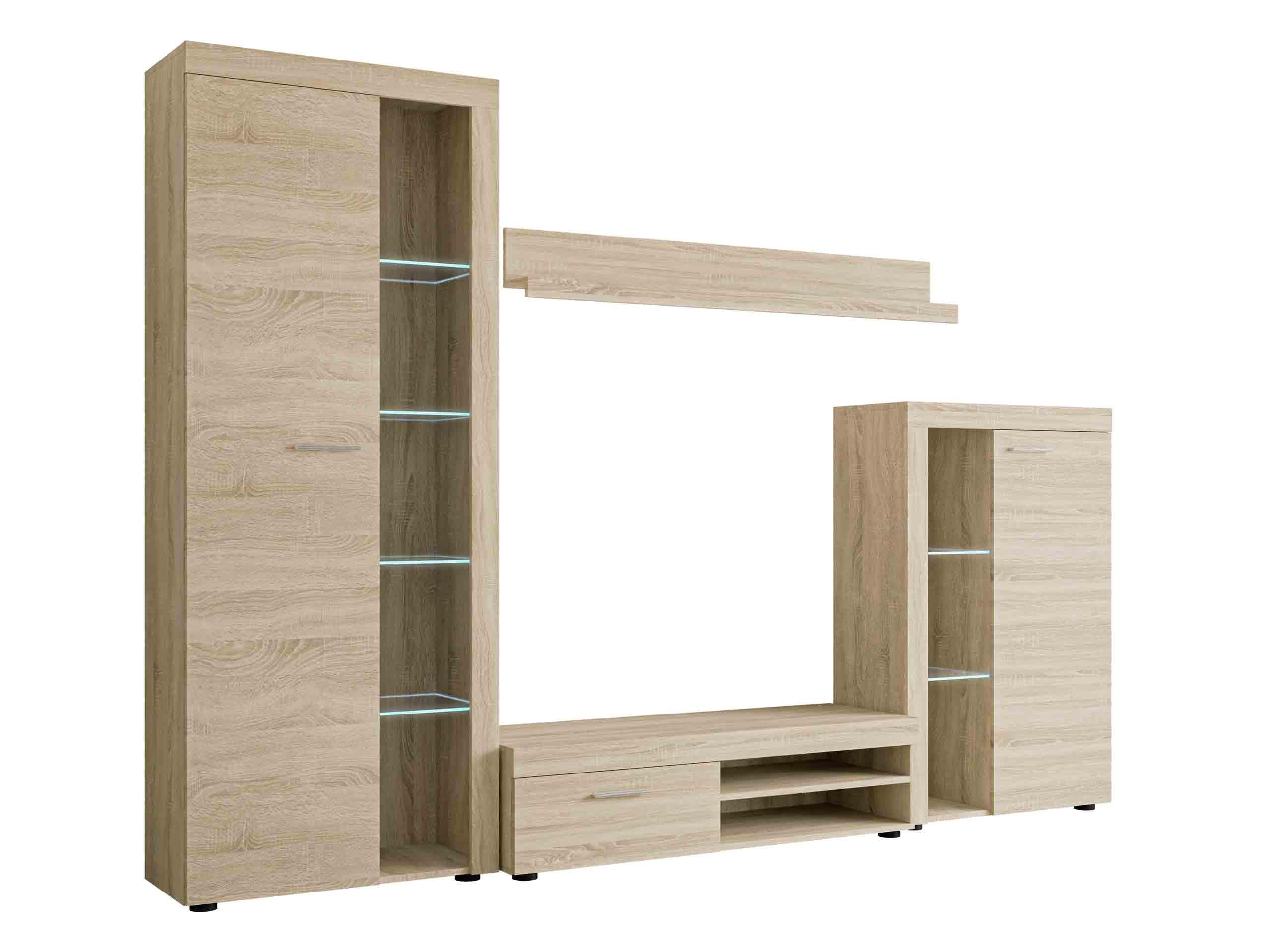 WOHNWAND Rumba mit LED Beleuchtung - Sonoma Eiche, Holzwerkstoff (270/190/43cm) - MIRJAN24