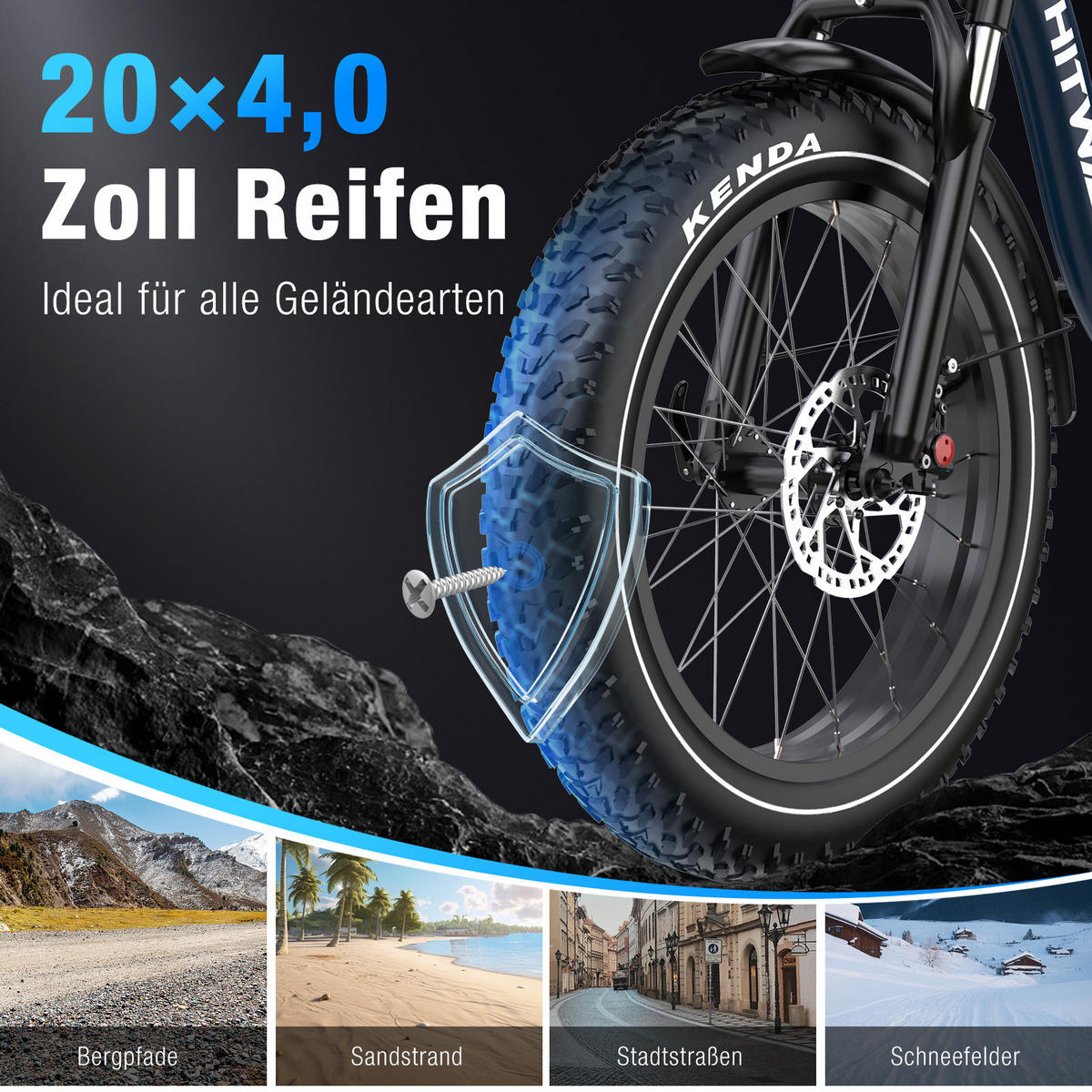 E-BIKE BK6S PLUS-R 1296 Wh Akku Reichweite bis 160 km - Blau, Metall (79cm) - HITWAY