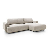 ECKSOFA ZEST Beige Geflochtener Stoff mit Schlaffunktion - Beige, Holz (270/167cm) - MASSENO