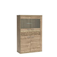 VITRINE BALESTRAND N5 Schublade Eiche - Eichefarben/Silberfarben, Glas/Holzwerkstoff (102/160/41cm) - Komodee