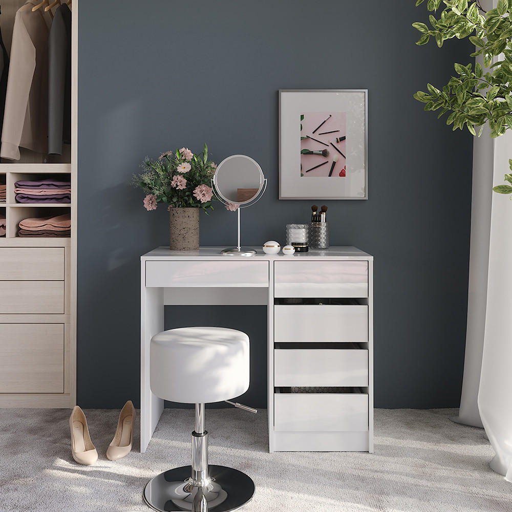Thumbnail - Vicco Schminktisch, Weiß Hochglanz, Holzwerkstoff, 89.8x76x50.1 cm, Wohnzimmer, Wohnzimmertische, Konsolentische