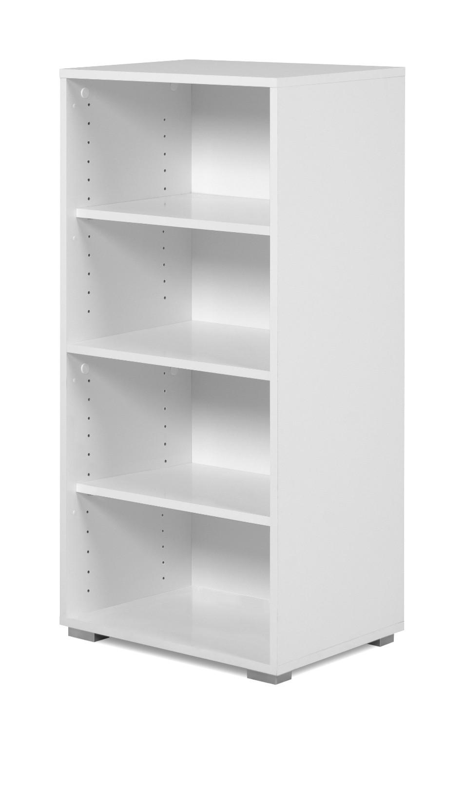 REGAL weiß 46 x 97 cm, Standregal mit 4 variablen Fächern - Silberfarben/Weiß, Holzwerkstoff/Kunststoff (46/96.5/33.5cm) - Furn.Design