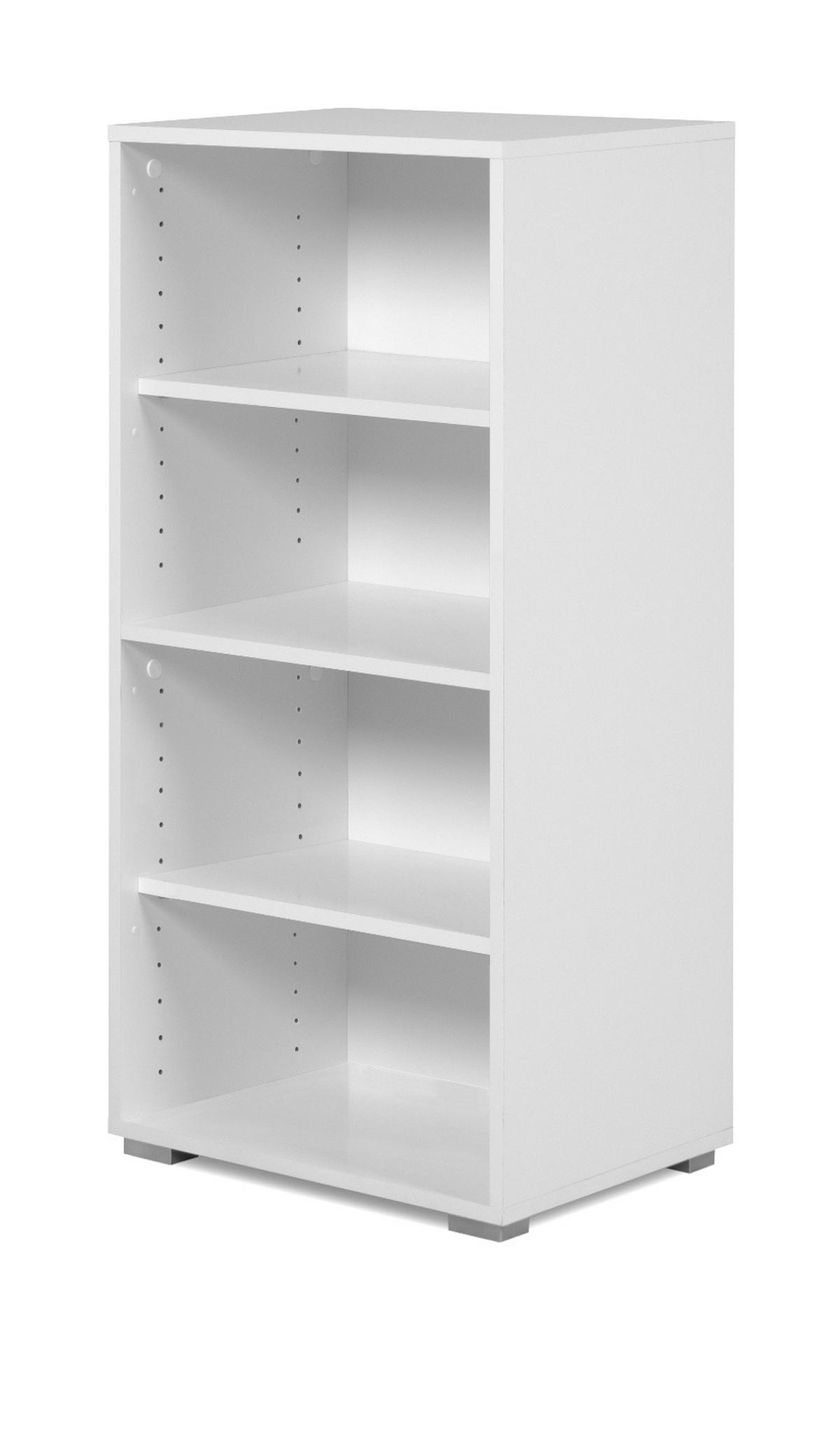 REGAL weiß 46 x 97 cm, Standregal mit 4 variablen Fächern - Silberfarben/Weiß, Holzwerkstoff/Kunststoff (46/96.5/33.5cm) - Furn.Design