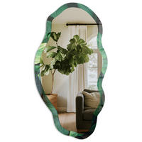 SPIEGEL 90x45 cm asymmetrisch mit Druck - Grüne Blätter - Transparent, Glas (45/90/0.4cm) - TULUP
