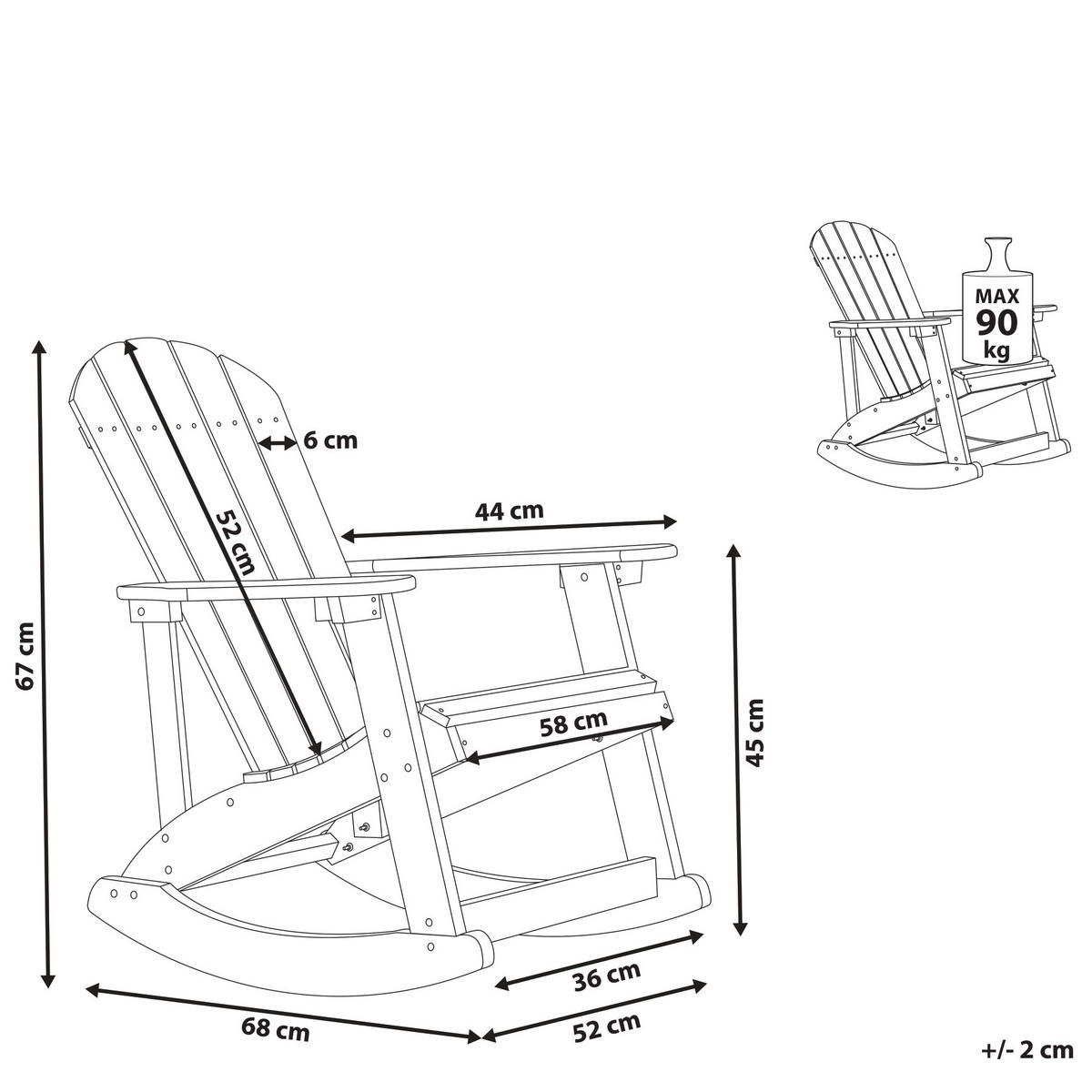 GARTEN-SCHAUKELSTUHL Blau Adirondack - Blau, Kunststoff (52/67/68cm) - Beliani