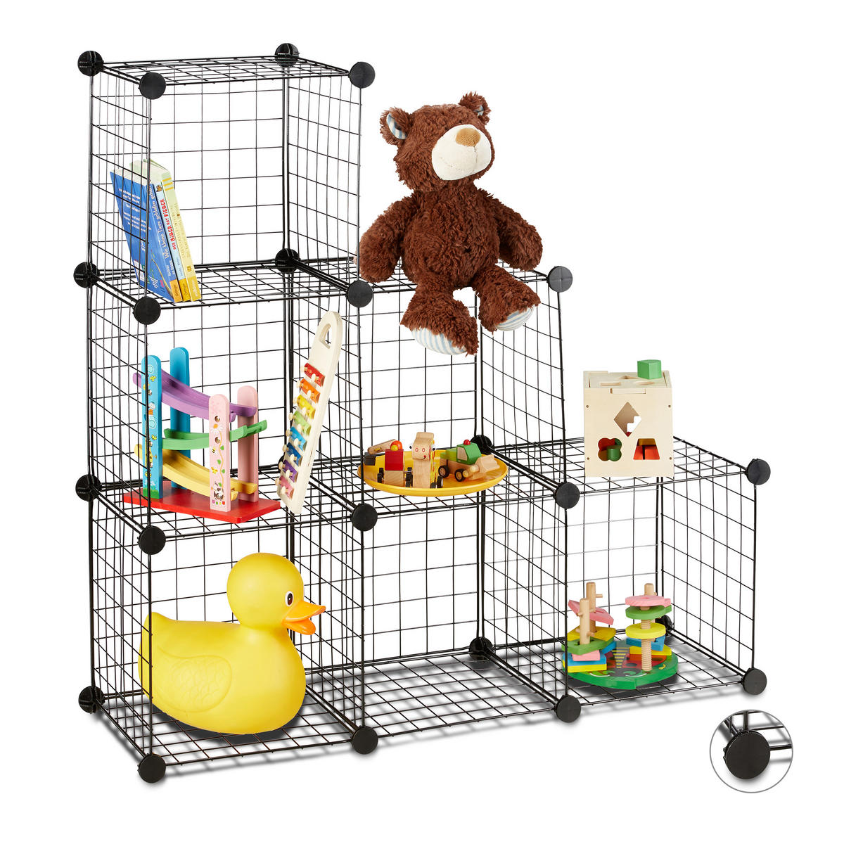 REGALSYSTEM - Schwarz, Kunststoff/Metall (96/96/32cm) - Relaxdays