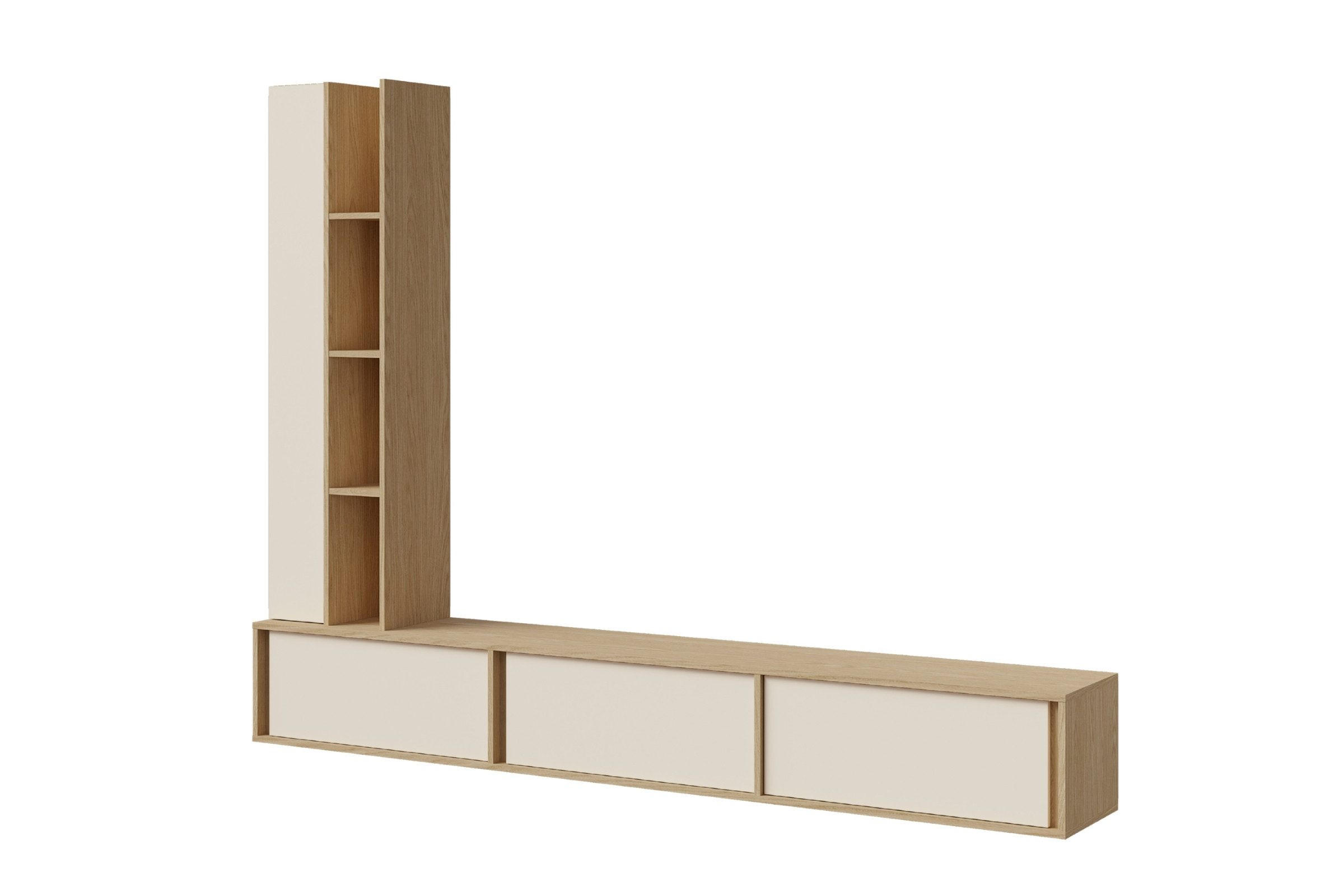 Deine Möbel 24 Wohnwand Beige 230x185x35 cm