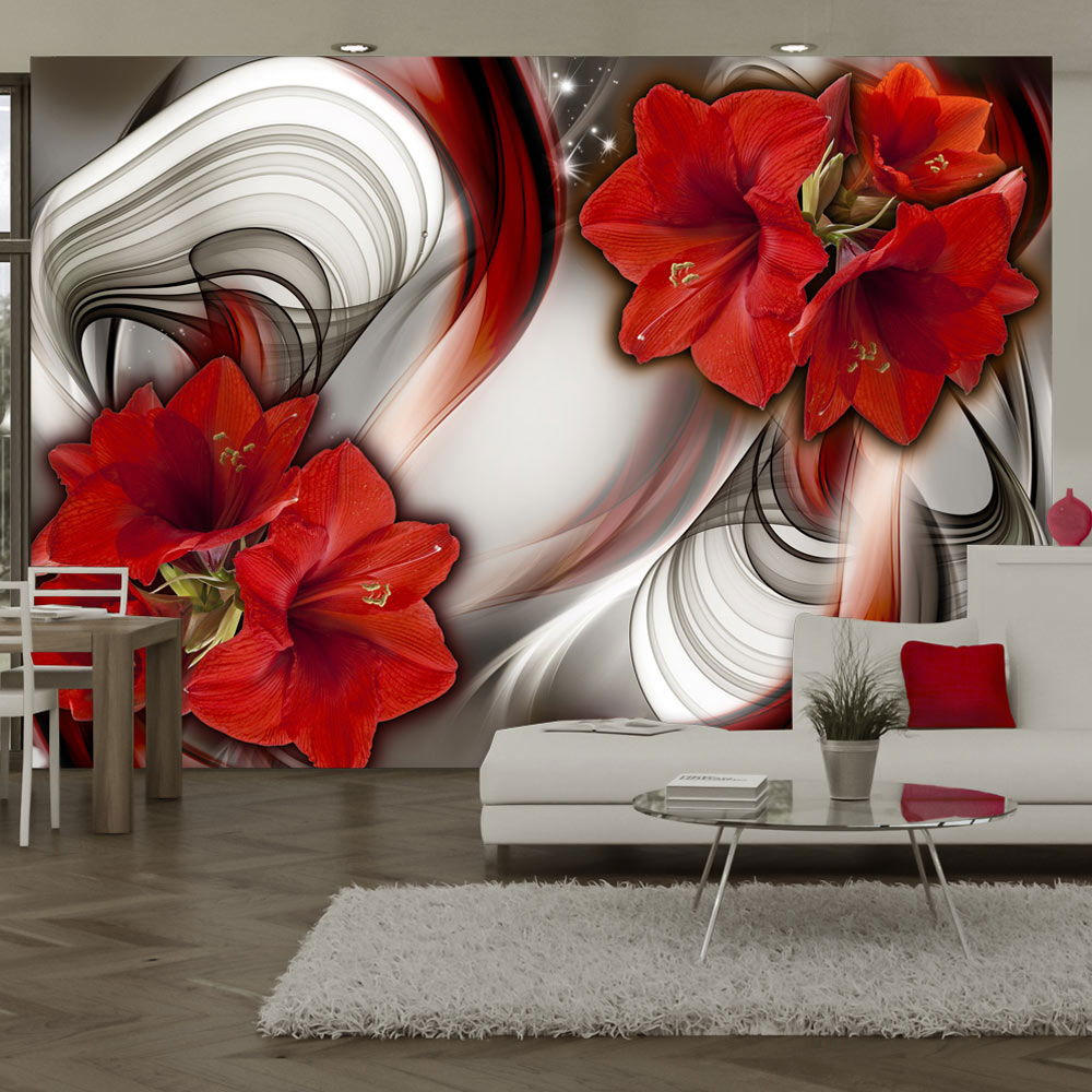 VLIESTAPETE Rot 250/175 cm - Rot/Schwarz, Textil (250/1cm) - KUNSTLOFT