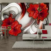 VLIESTAPETE Rot 250/175 cm - Rot/Schwarz, Textil (250/1cm) - KUNSTLOFT