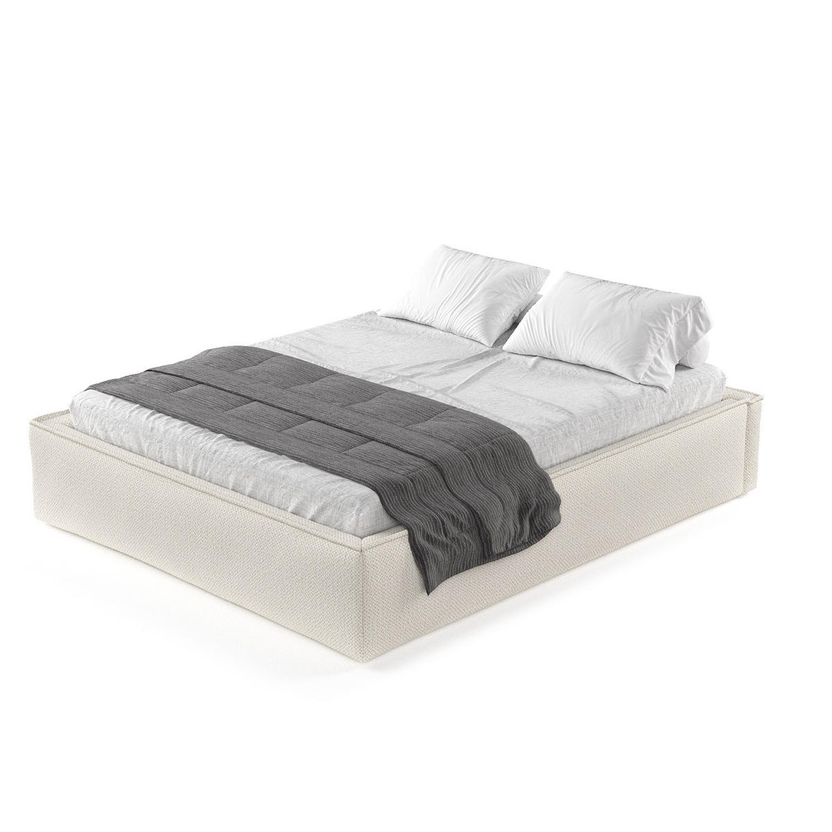 POLSTERBETT Alvar Beige 120/200 cm im Chenille-Stoff - Beige/Schwarz, Holz/Holzwerkstoff (120/200cm) - Maison de Reve