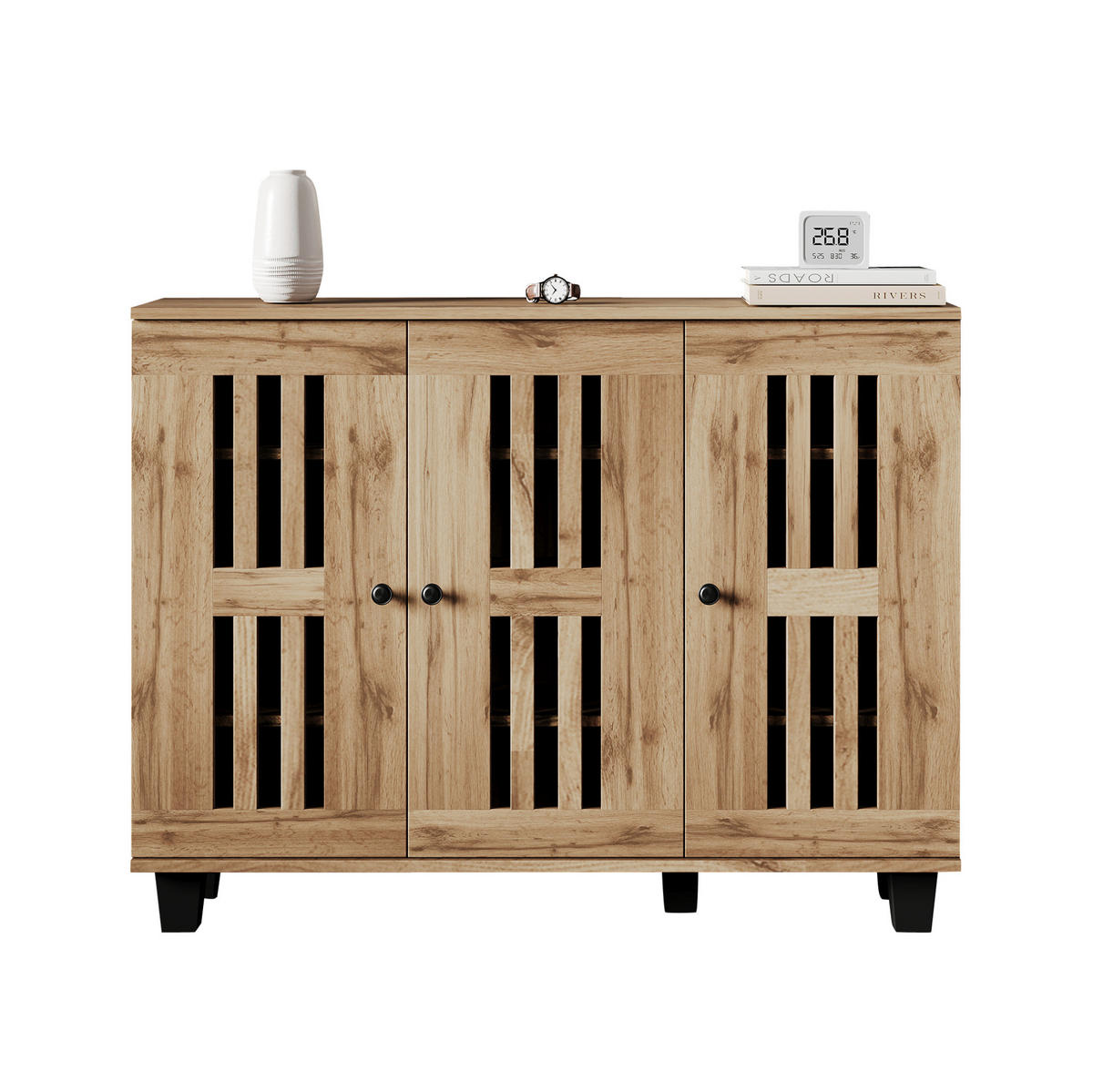 SIDEBOARD aus Spanplatte 120x32x92cm in Natural Wood - Naturfarben, Holzwerkstoff (120/92/32cm) - Modfu