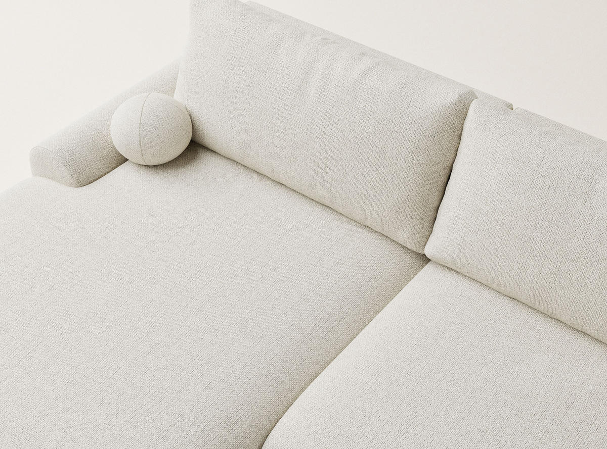ECKSOFA MIT SCHLAFFUNKTION Tallin Creme Webstoff - Links Seite - Creme/Schwarz, Holz/Holzwerkstoff (145/240cm) - Maison de Reve