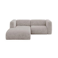 ECKSOFA Ottomane Links MIRA-L1 227x179x89 Hellgrau Velours - Hellgrau/Schwarz, Holzwerkstoff/Kunststoff (227/179cm) - ALTDECOR