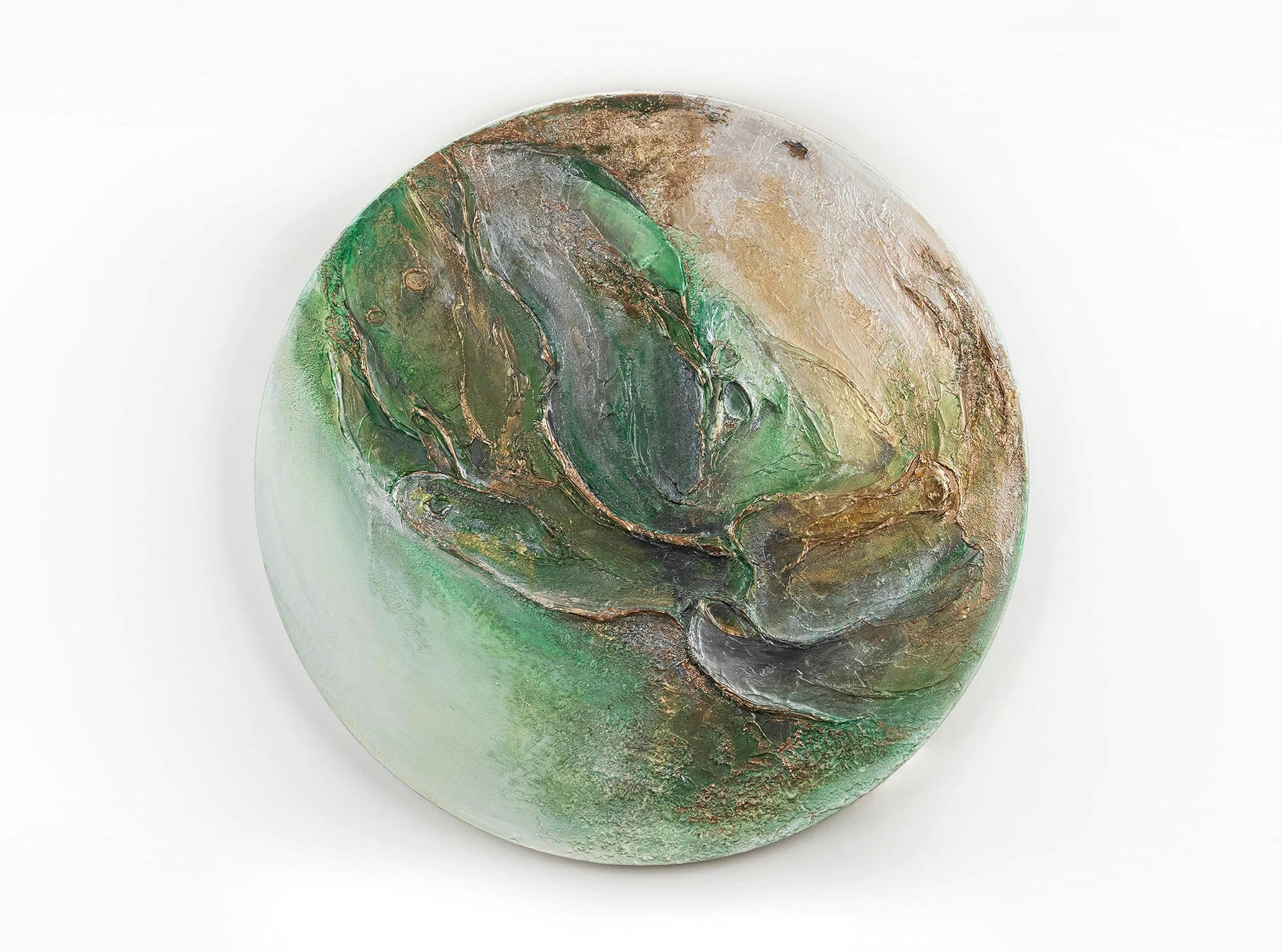 GEMÄLDE Uranus nachtleuchtend 80 cm - Grün, Holz (80/4cm) - YS-art gallery
