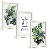 BILDER SET 3er Set - 20x30 cm Weißer Rahmen - Grüne Blätter tropischer Pflanzen - Weiß, Kunststoff (20/30cm) - TULUP