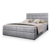 BOXBETT GLOS M 140x200 cm mit Matratze und Topper - Hellgrau - Hellgrau, Holz (140/200cm) - MASSENO