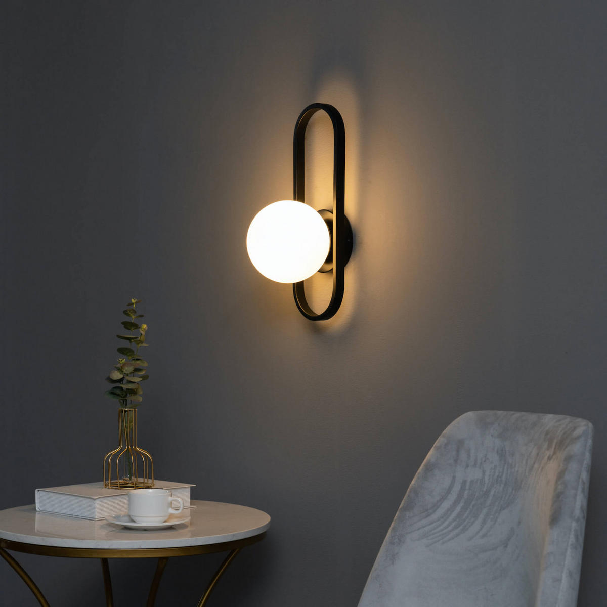 WANDLEUCHTE Belisto, Schwarz und weiß, 40cm - Weiß, Glas (15/40/15cm) - KOSILUM