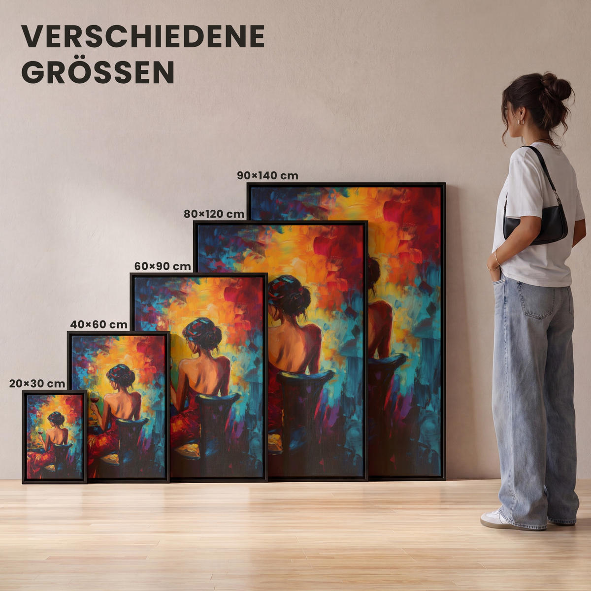 LEINWAND Bilder mit Rahmen - Wein - Frau - Stimmungsvoll - Farbenfroh - 40x60 - Bordeaux, Textil (40/60cm) - MuchoWow