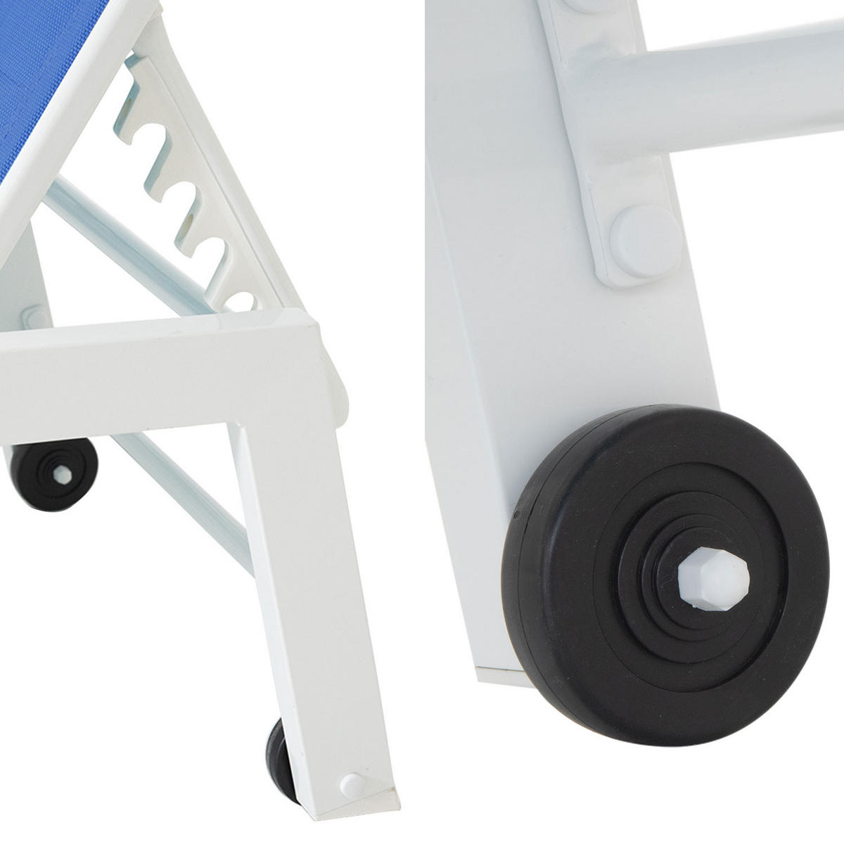 SONNENLIEGEN Barbados Blau und Weiß 2er-Set - Blau, Metall (61/95/198cm) - Happy Garden