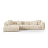 ECKSOFA modular links Martina aus Cord leichtes beige 3 Sitzplätze - Creme, Textil (176/332cm) - Micadoni