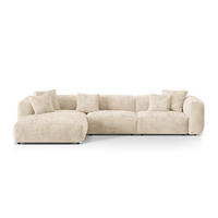 ECKSOFA modular links Martina aus Cord leichtes beige 3 Sitzplätze - Creme, Textil (176/332cm) - Micadoni