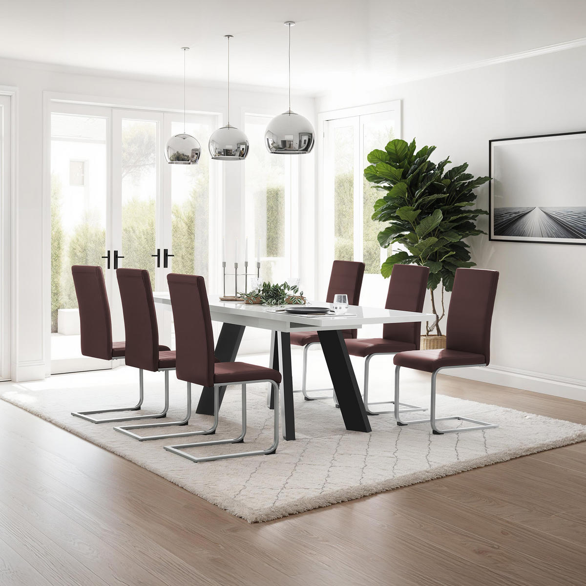 SCHWINGSTUHL 8er Set Bettina 41 x 52 x 99 cm braun - Braun, Textil (52/99/41cm) - tectake