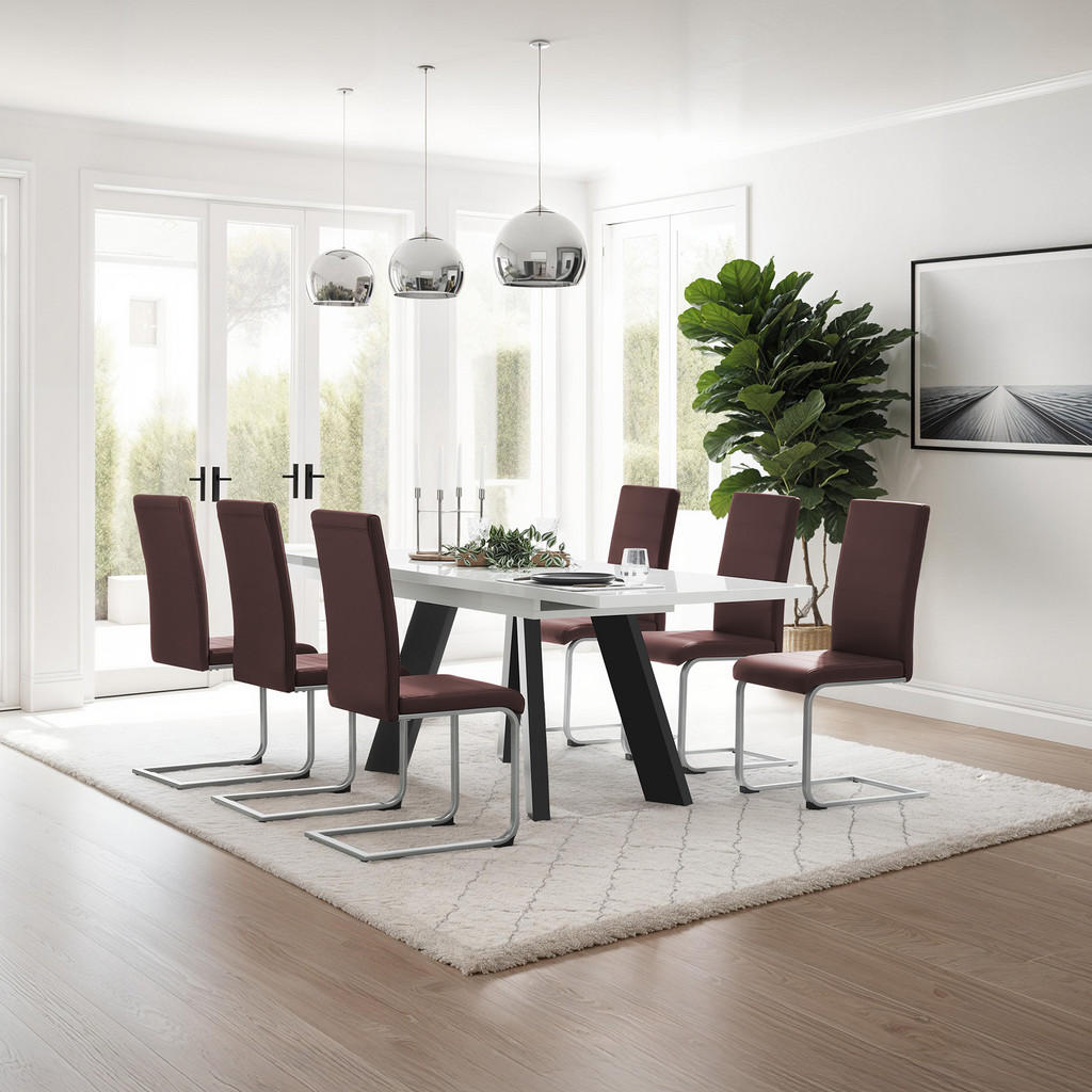 Thumbnail - tectake Schwingstuhl, Braun, Textil, 52x99x41 cm, Esszimmer, Stühle, Esszimmerstühle, Schwingstühle